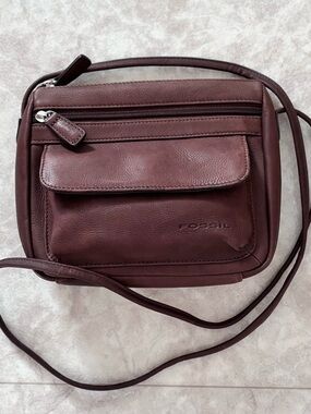 Fossil Brown Leather Crossbody Minimalist Purse